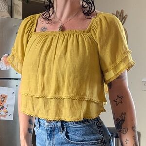 Women's Square Neck Crop  Top Medium